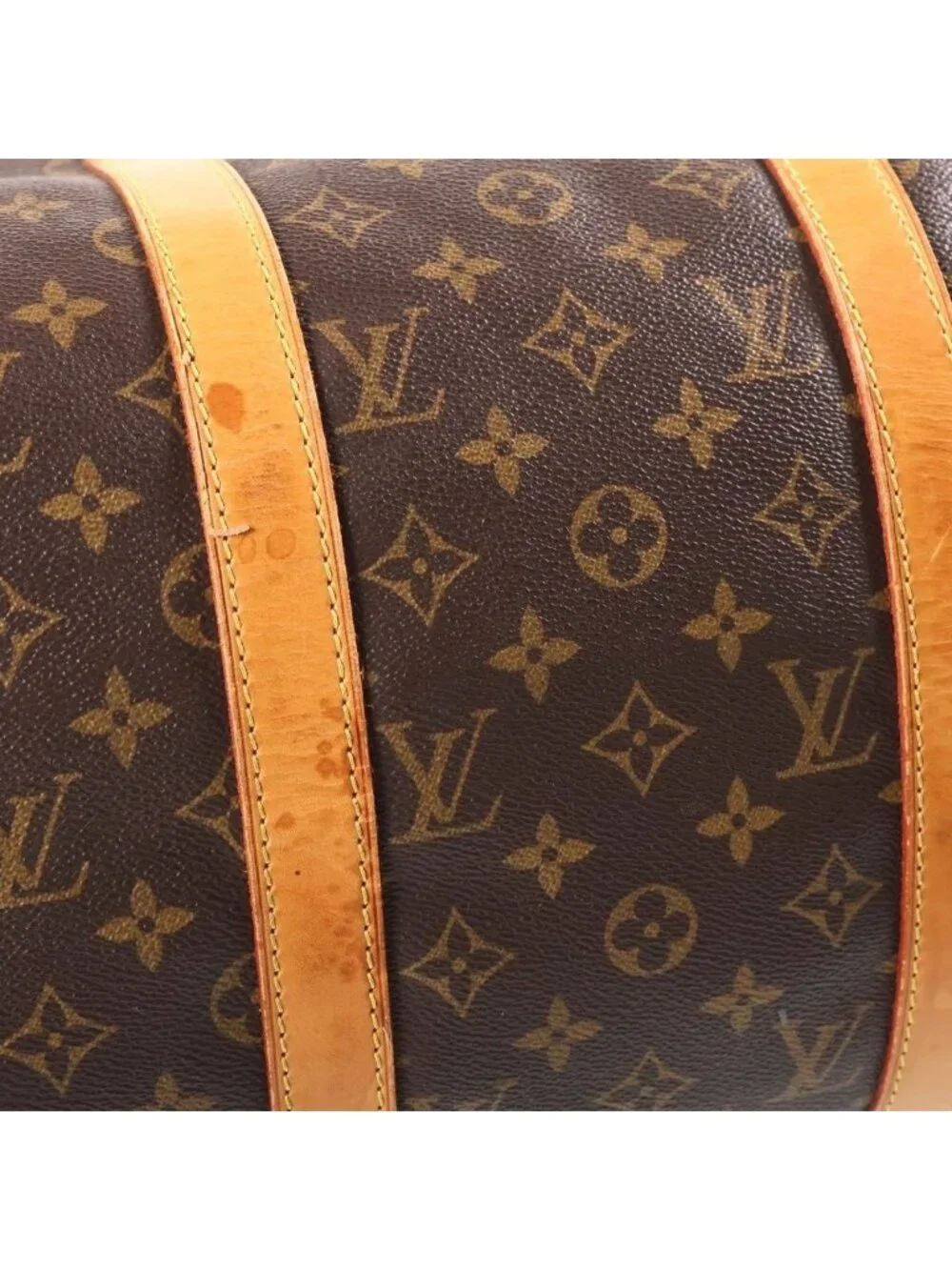 Louis Vuitton Monogram Keepall 50 Leather Boston Bag Brown